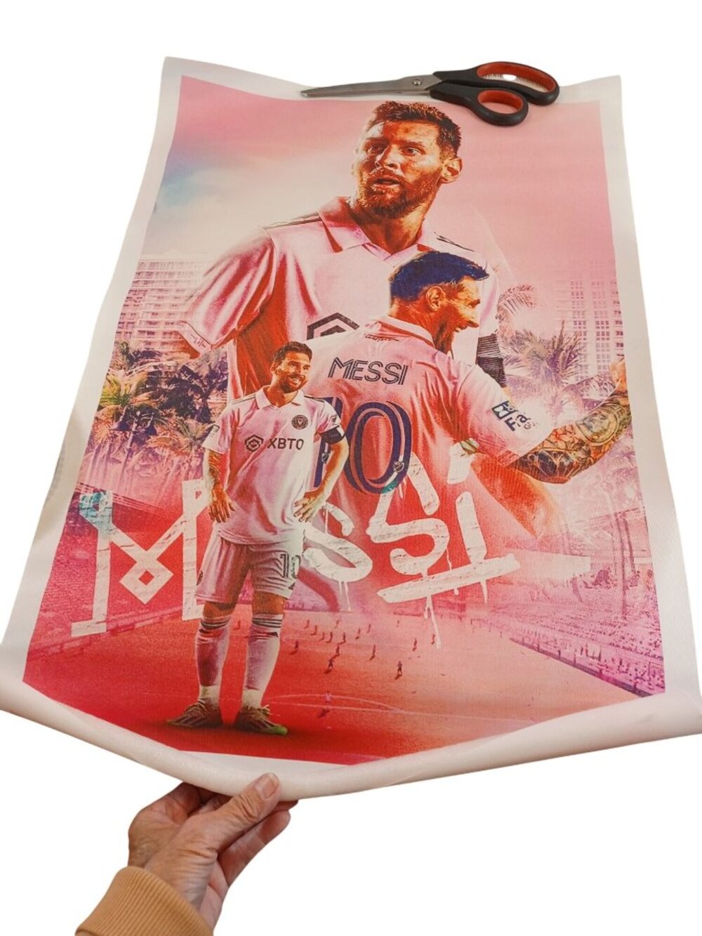 Lionel Messi Inter Miami CF Soccer Pink Wall Poster Fabric Print Unframed Art XL